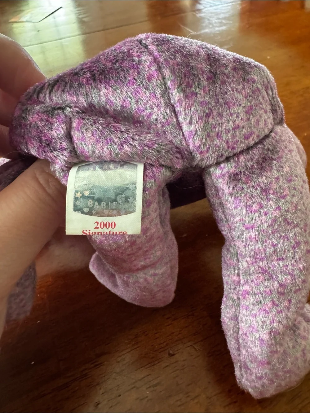TY Purple Tweed Plush Bear - Collectible Soft Toy